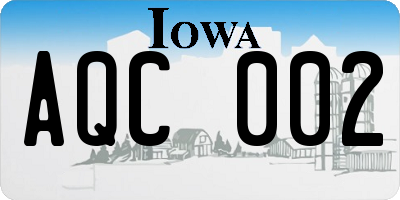 IA license plate AQC002