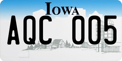 IA license plate AQC005