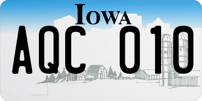 IA license plate AQC010