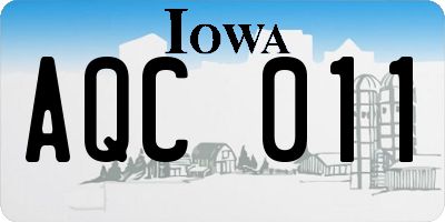 IA license plate AQC011