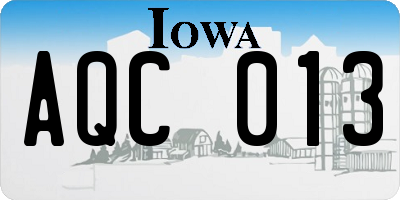 IA license plate AQC013