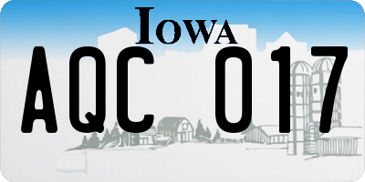 IA license plate AQC017
