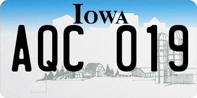 IA license plate AQC019