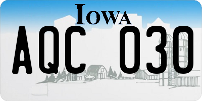 IA license plate AQC030