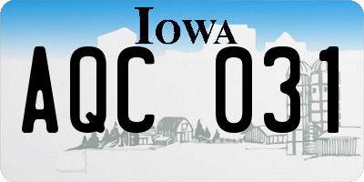 IA license plate AQC031