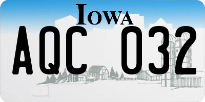 IA license plate AQC032