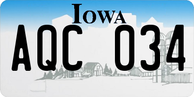 IA license plate AQC034
