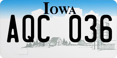 IA license plate AQC036