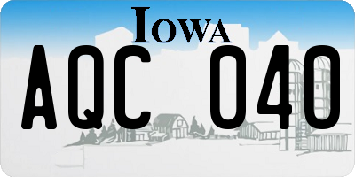 IA license plate AQC040