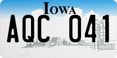 IA license plate AQC041