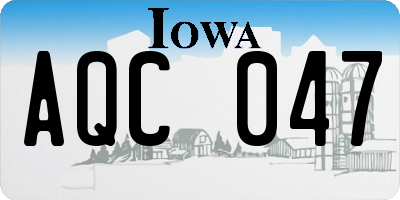 IA license plate AQC047