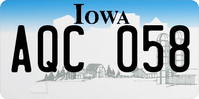 IA license plate AQC058
