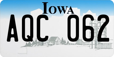 IA license plate AQC062