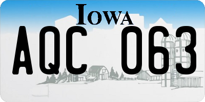IA license plate AQC063