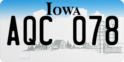 IA license plate AQC078