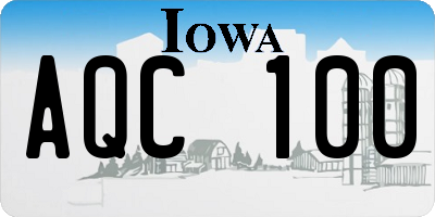 IA license plate AQC100