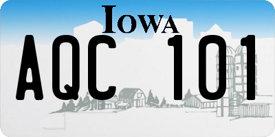 IA license plate AQC101