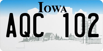 IA license plate AQC102