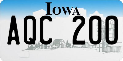IA license plate AQC200