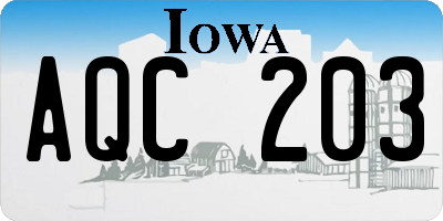 IA license plate AQC203