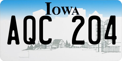 IA license plate AQC204