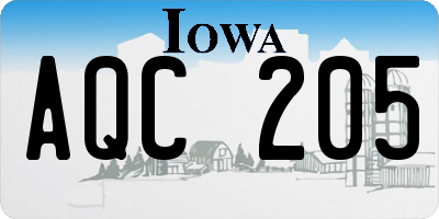 IA license plate AQC205