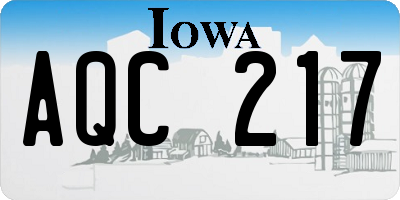 IA license plate AQC217