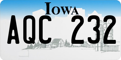 IA license plate AQC232