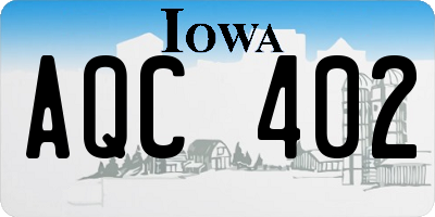 IA license plate AQC402