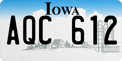 IA license plate AQC612
