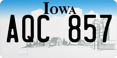 IA license plate AQC857