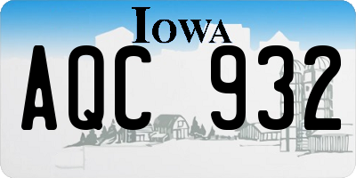 IA license plate AQC932
