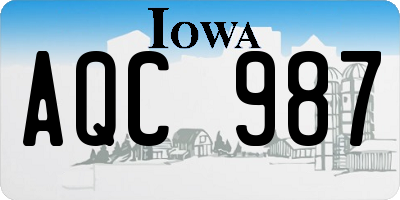 IA license plate AQC987