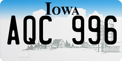 IA license plate AQC996