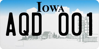 IA license plate AQD001