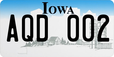 IA license plate AQD002