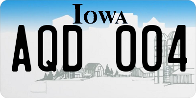 IA license plate AQD004