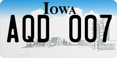 IA license plate AQD007