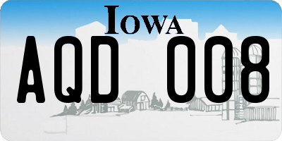 IA license plate AQD008