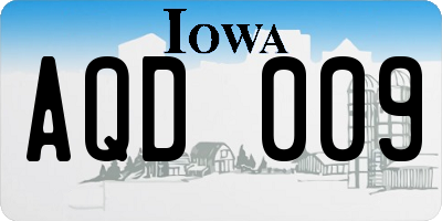 IA license plate AQD009