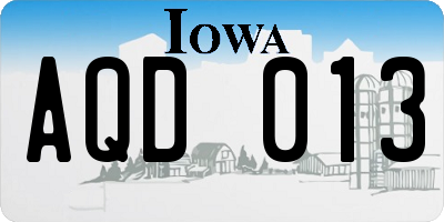 IA license plate AQD013