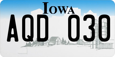 IA license plate AQD030