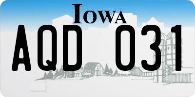 IA license plate AQD031