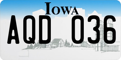 IA license plate AQD036