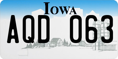 IA license plate AQD063