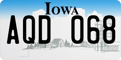 IA license plate AQD068