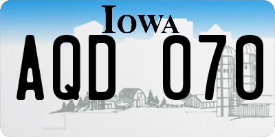 IA license plate AQD070