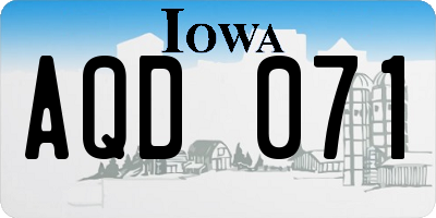 IA license plate AQD071