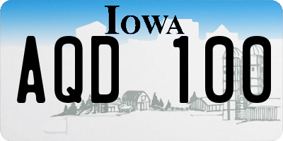 IA license plate AQD100