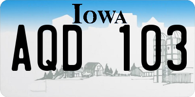 IA license plate AQD103